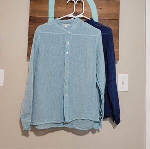 Mastro Moda Bundle 2 Linen Buttun-up Long Sleeve Top Made Italy Size Xs